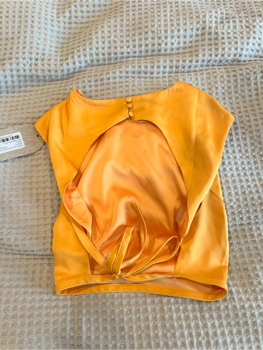 MESHKI Viviana Satin Sleeveless Crop Top – Tangerine | Size X-Small | NWT - Picture 2 of 5